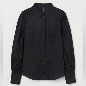 H&M Puff-sleeved Cotton Shirt Size large NWT